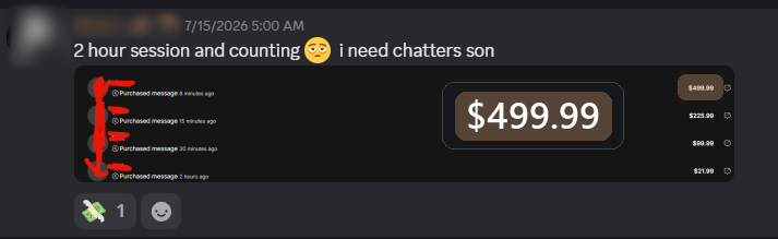 Discord win: four message purchases in a two-hour chat session topped by $499.99