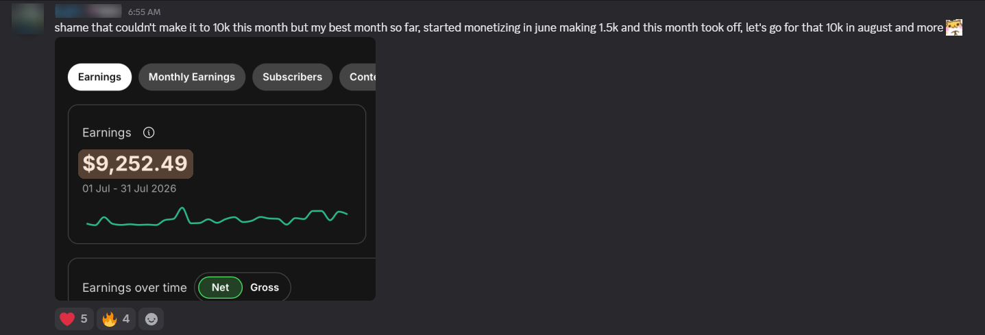 Discord win: best month so far — $9,252.49 in July, chasing 10k in August